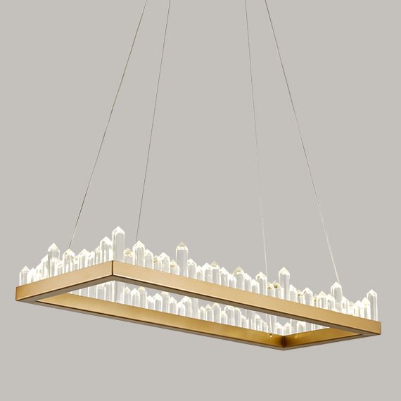 Люстра Crystal Rock Rectangle Chandelier Латунь Прозрачное Стекло Люстра Crystal Rock Rectangle Chandelier Латунь Прозрачное Стекло в Тюмени | Loft Concept
