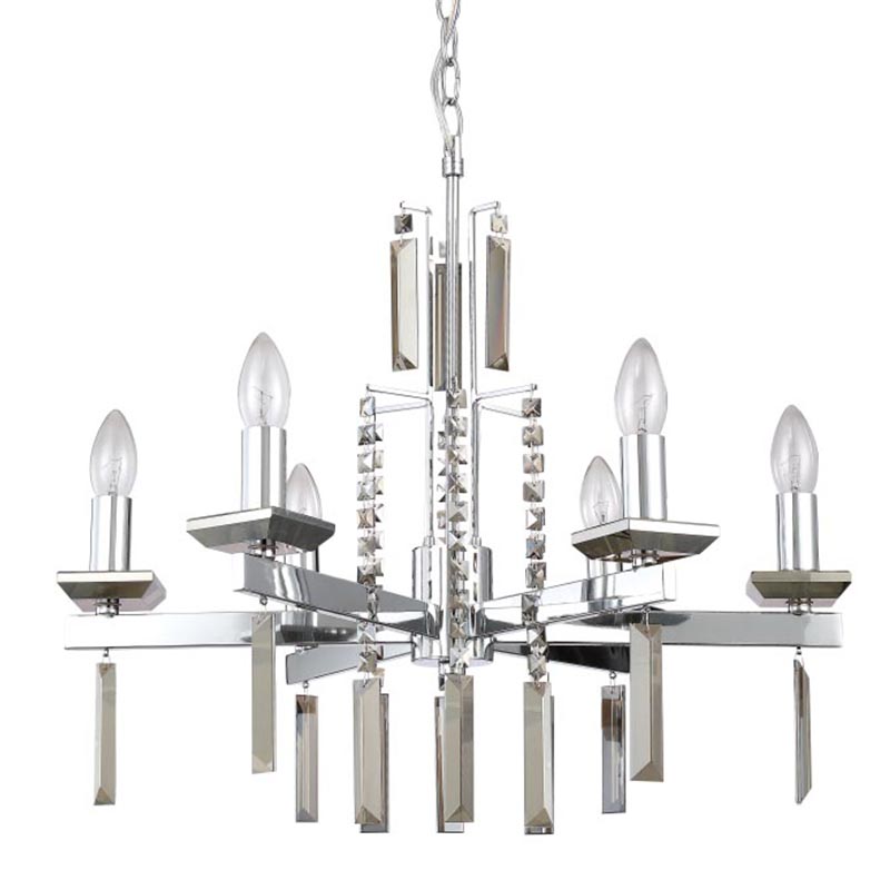 Люстра Vivien Crystal Chrome Chandelier 6 Хром Серый Люстра Vivien Crystal Chrome Chandelier 6 Хром Серый в Тюмени | Loft Concept