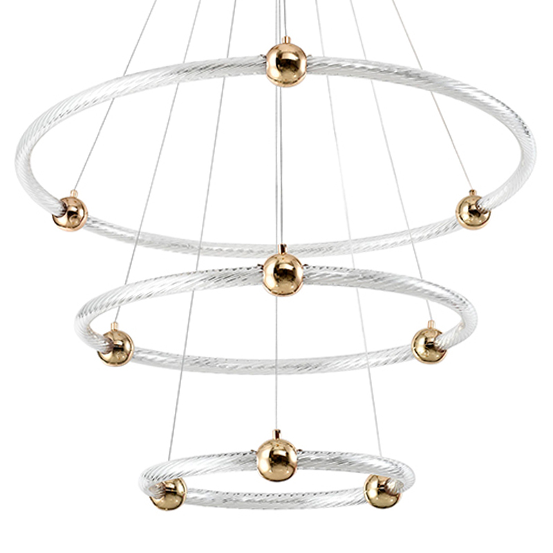 Люстра подвесная светодиодная c плафонами в виде колец Lighting Rings Gold Золотой Белый Люстра подвесная светодиодная c плафонами в виде колец Lighting Rings Gold Золотой Белый в Тюмени | Loft Concept