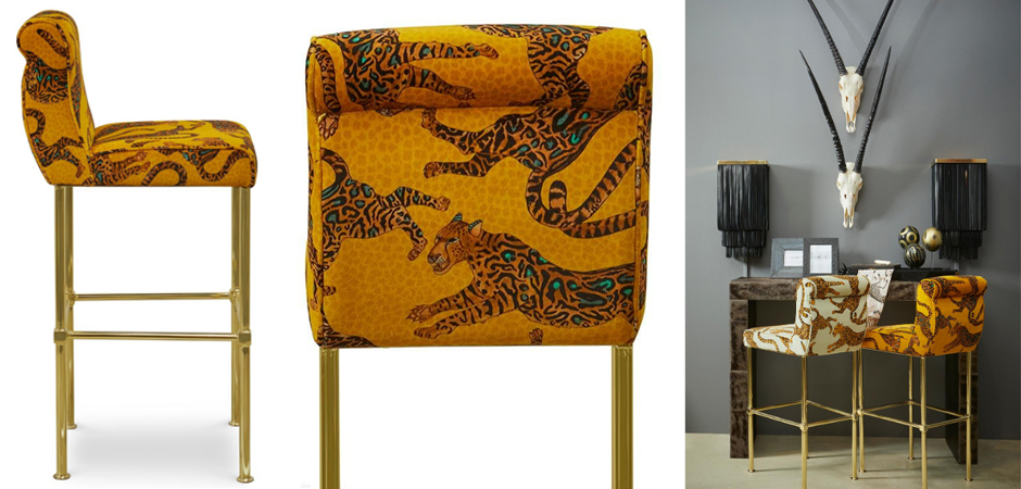 Барный Стул Сафари с орнаментом Kings Gold Bar Stool Оранжевый Барный Стул Сафари с орнаментом Kings Gold Bar Stool Оранжевый - Loft-Concept в Тюмени