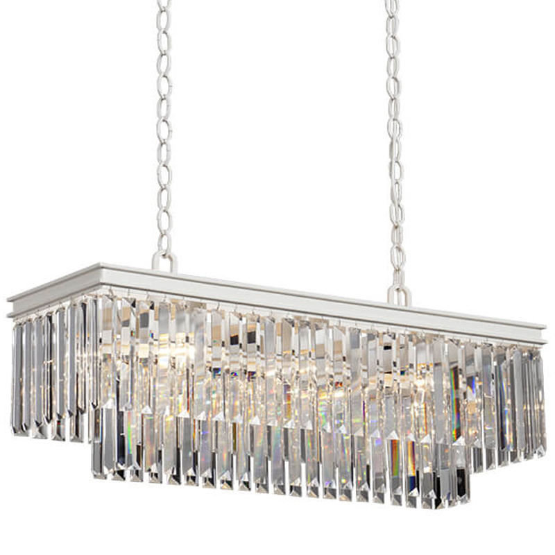 Люстра RH 1920s Odeon Clear Glass Rectangular Chandelier White iron Длина 80 Белый Прозрачное Стекло Люстра RH 1920s Odeon Clear Glass Rectangular Chandelier White iron Длина 80 Белый Прозрачное Стекло в Тюмени | Loft Concept
