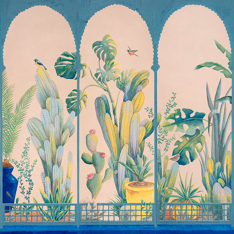 Обои ручная роспись Jardin Marrakech Majorelle on painted Xuan paper Обои ручная роспись Jardin Marrakech Majorelle on painted Xuan paper в Тюмени | Loft Concept