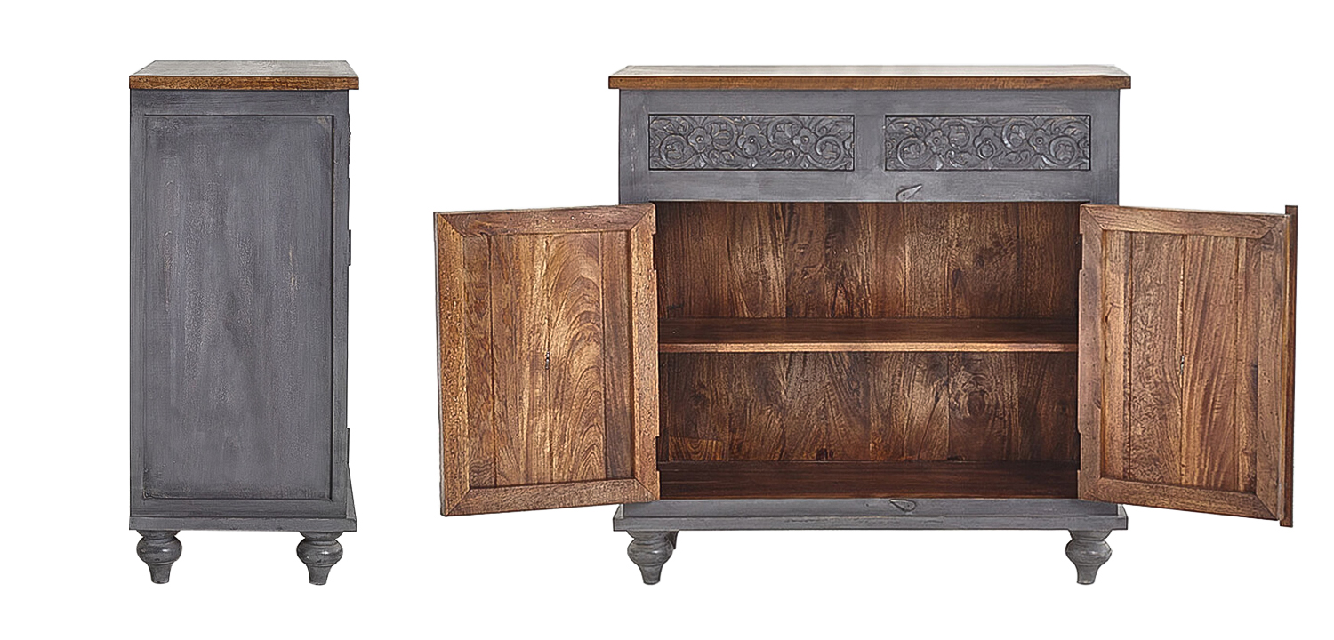 Комод Indian Antique White Furniture Chest of Drawers Kara серый - фото №1