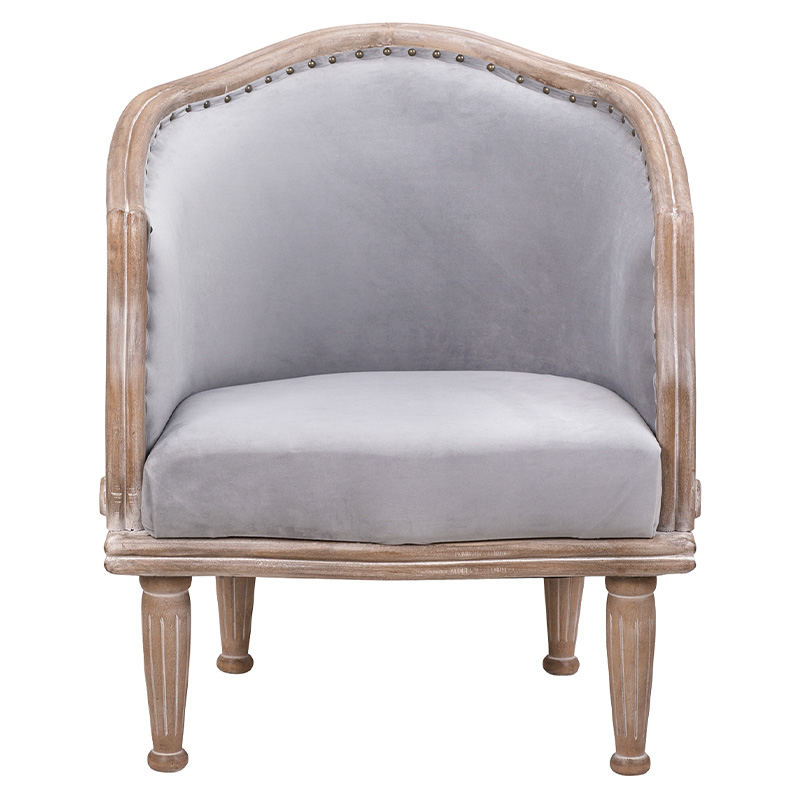 Кресло низкое с мягкой обивкой из велюра на 4-х деревянных ножках Emile Armchair grey Серый Коричневый Кресло низкое с мягкой обивкой из велюра на 4-х деревянных ножках Emile Armchair grey Серый Коричневый в Тюмени | Loft Concept