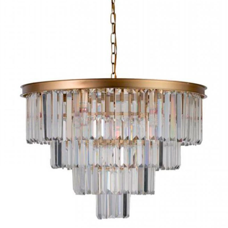 Круглая Люстра RH 1920s Odeon GOLD iron Four Layers Серое Прозрачное диаметр 60 см Золотой Прозрачное Стекло в Тюмени | Loft Concept 