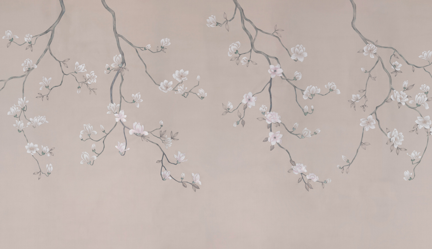 Обои Magnolia Canopy Original colourway on Almost Mauve dyed silk with embroidery - постер Loft-Concept в Тюмени