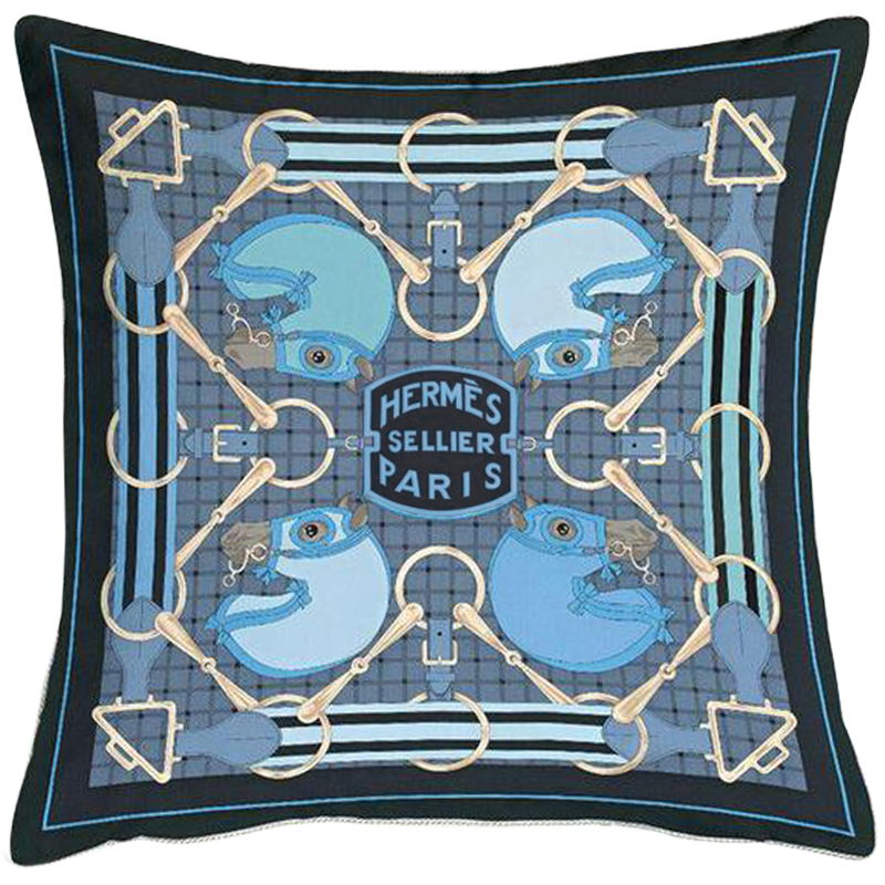 Декоративная подушка Hermes Horses 101 Синий Голубой Декоративная подушка Hermes Horses 101 Синий Голубой в Тюмени | Loft Concept