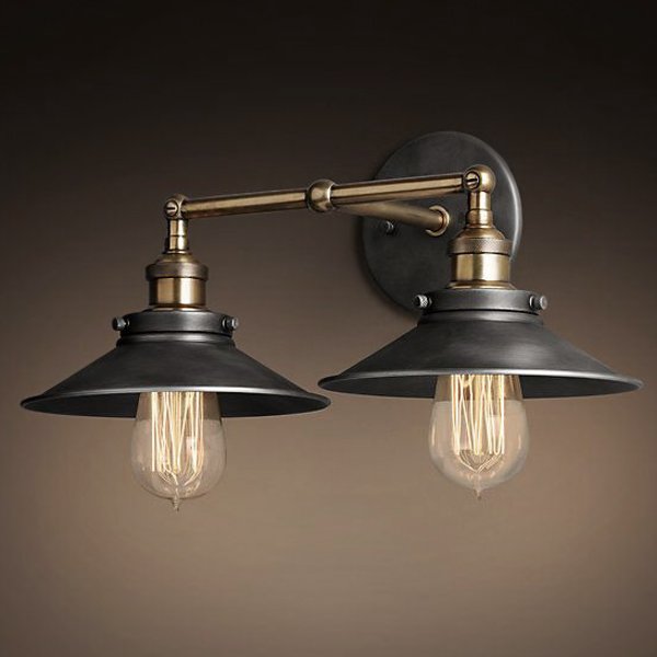 Бра Loft Cone 20th c.Factory filament Pendant Double Бронза Черный Бра Loft Cone 20th c.Factory filament Pendant Double Бронза Черный в Тюмени | Loft Concept