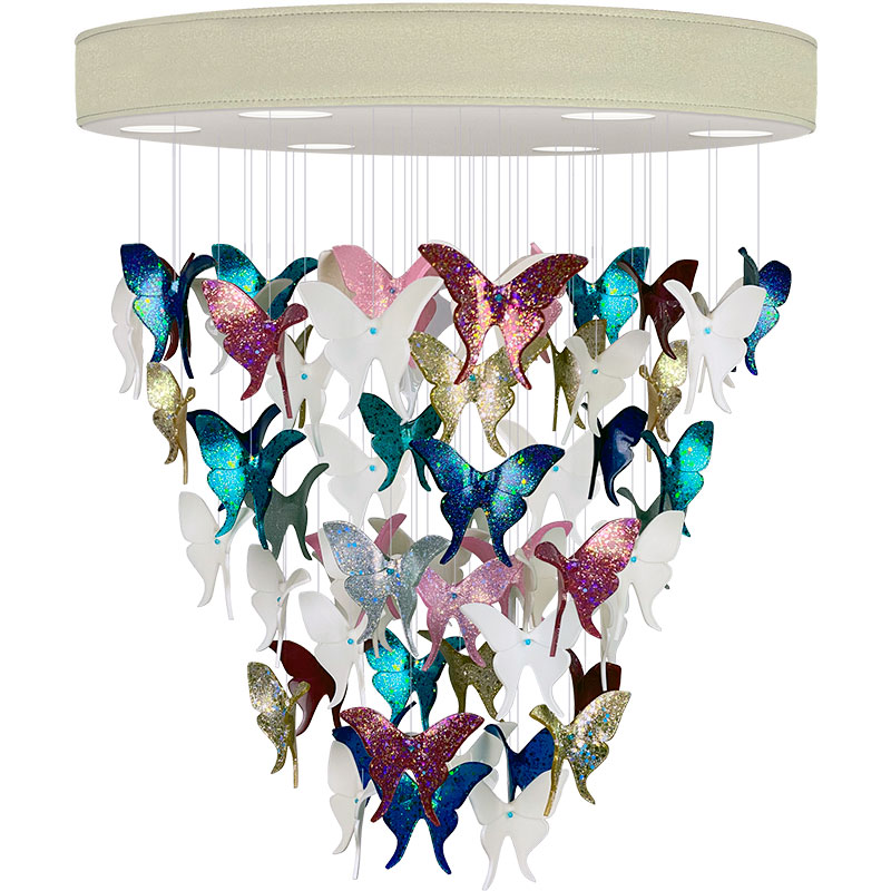Люстра Цветные Бабочки Жемчужно-серая база Night Butterflies Chandelier Multi Color Бежево-серый Мульти Люстра Цветные Бабочки Жемчужно-серая база Night Butterflies Chandelier Multi Color Бежево-серый Мульти в Тюмени | Loft Concept