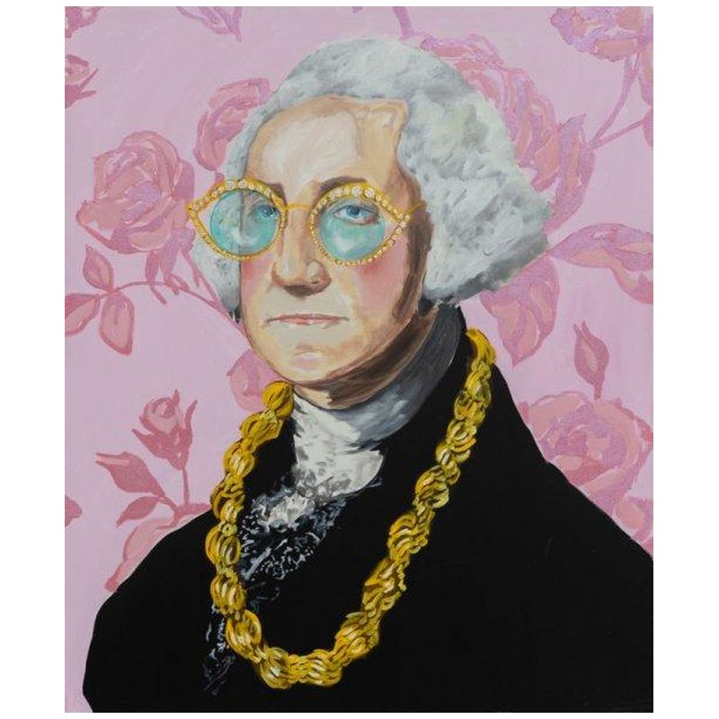 Картина George Washington with Donkey Rope and Pink Floral Background Мульти Картина George Washington with Donkey Rope and Pink Floral Background Мульти в Тюмени | Loft Concept