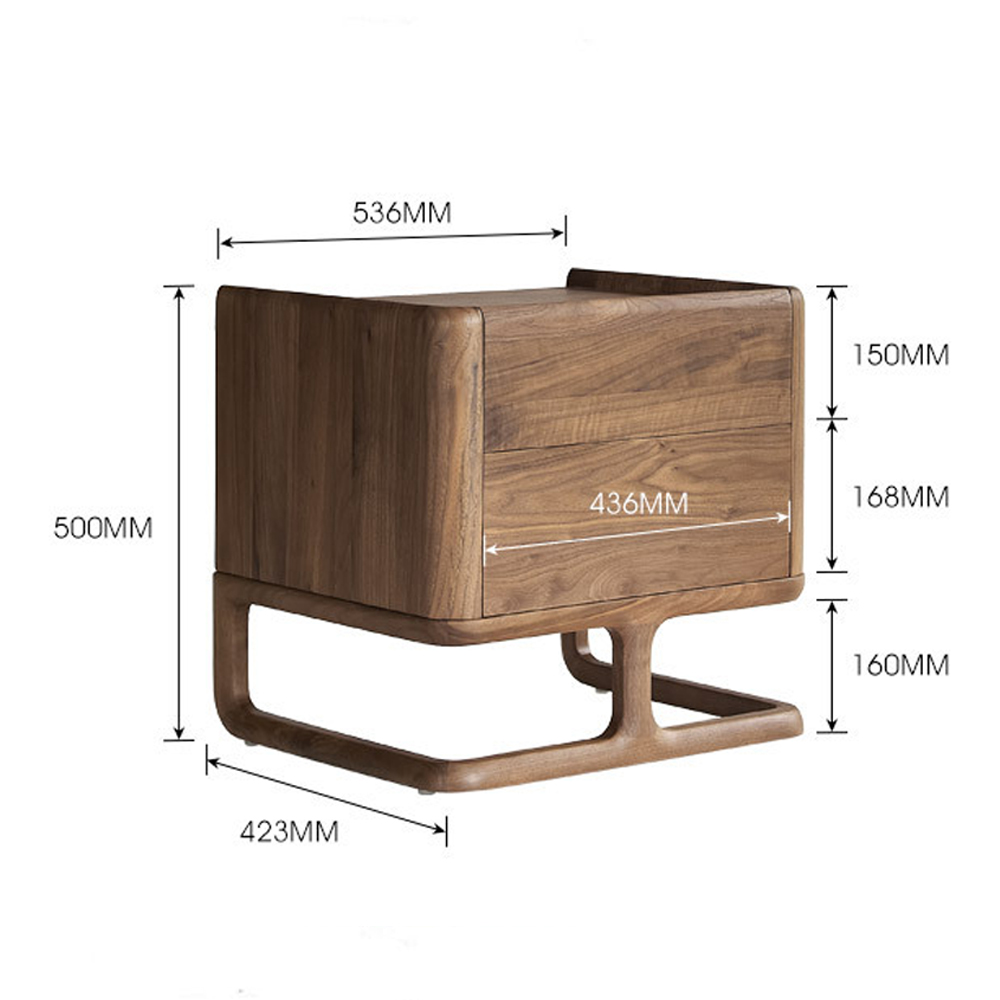 Прикроватный деревянный столик с 2-мя ящиками Moon Walnut Furniture Прикроватный деревянный столик с 2-мя ящиками Moon Walnut Furniture в Тюмени