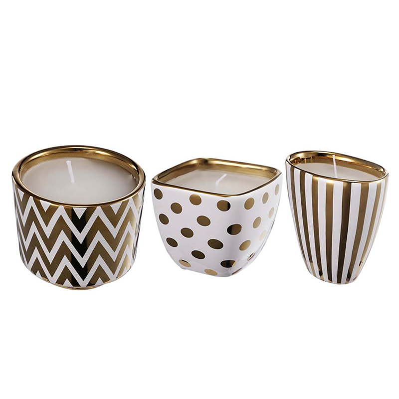 Набор из 3-х подсвечников Gold & White Ornament Белый Золотой Набор из 3-х подсвечников Gold & White Ornament Белый Золотой в Тюмени | Loft Concept