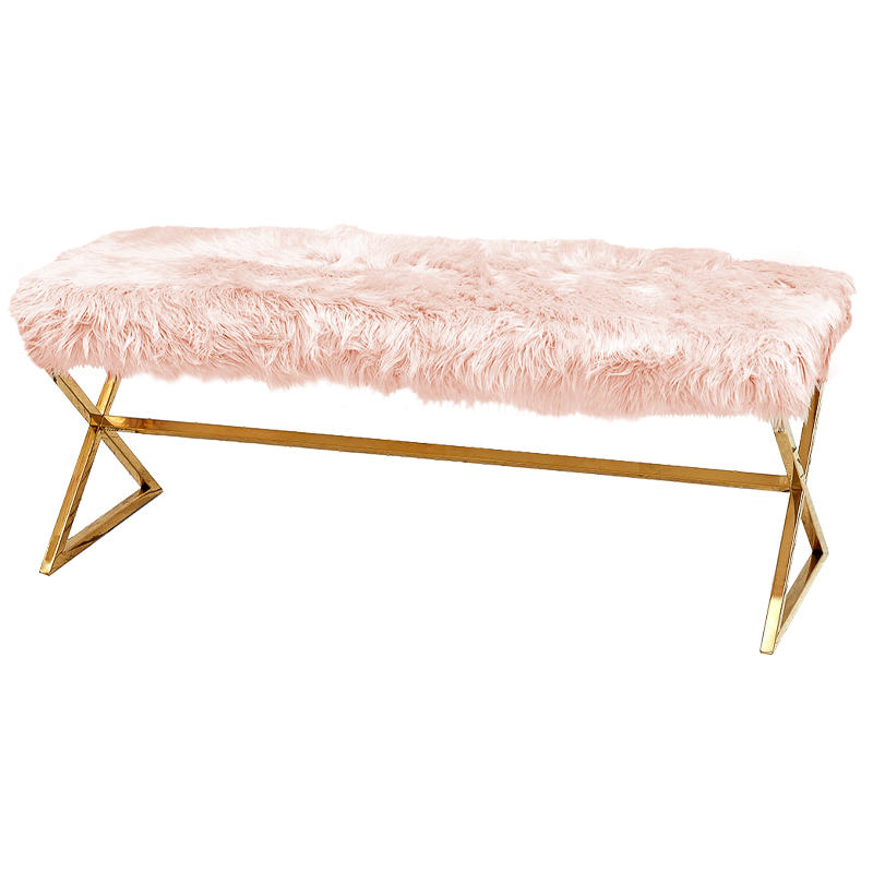 Банкетка из искусственного меха Phyllis Banquet Pink Gold Розовый Золотой Банкетка из искусственного меха Phyllis Banquet Pink Gold Розовый Золотой в Тюмени | Loft Concept