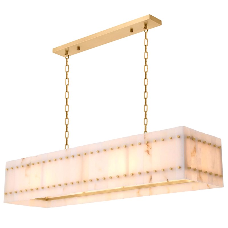 Люстра Eichholtz Chandelier Ruby Rectangular Alabaster Латунь Бежевый Белый Мрамор Bianco Люстра Eichholtz Chandelier Ruby Rectangular Alabaster Латунь Бежевый Белый Мрамор Bianco в Тюмени | Loft Concept