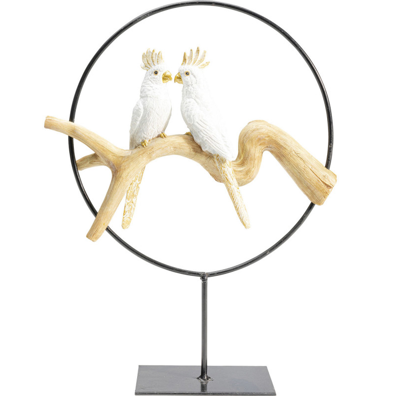 Статуэтка White Parrots in a ring Белый Древесина Черный Статуэтка White Parrots in a ring Белый Древесина Черный в Тюмени | Loft Concept