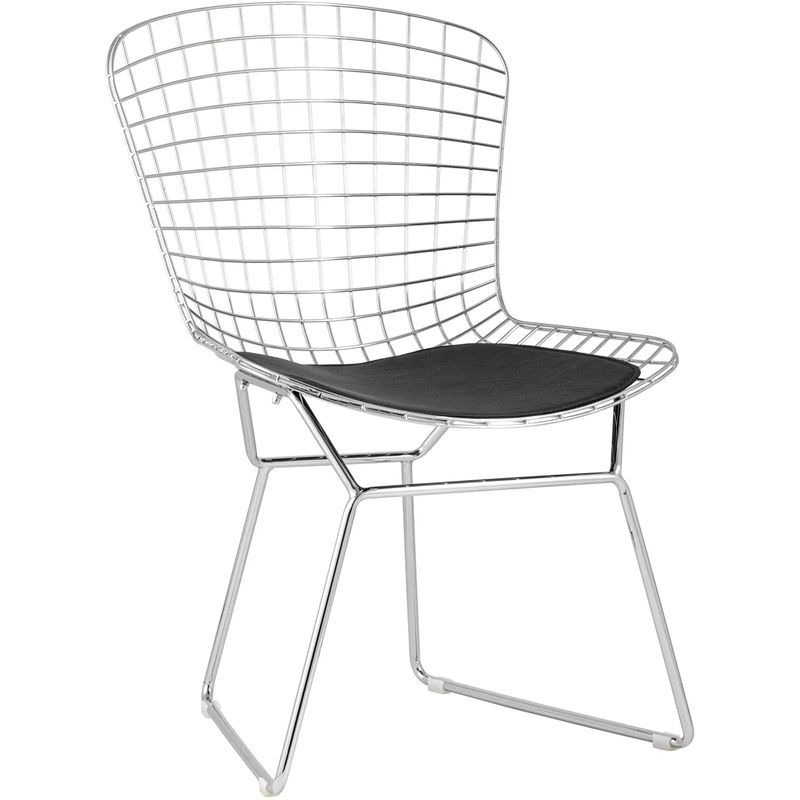 Стул Bertoia Chair Хромированный с Черной подушкой Хром Черный Стул Bertoia Chair Хромированный с Черной подушкой Хром Черный в Тюмени | Loft Concept
