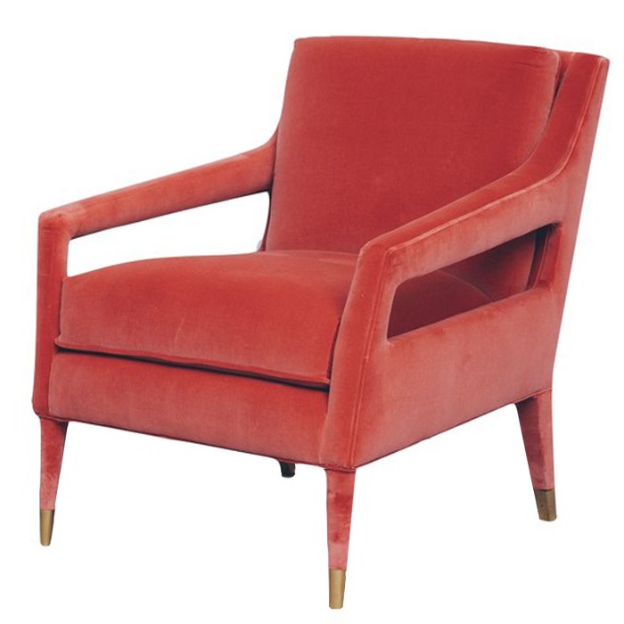 Кресло Open Arm Club Chair Красный Латунь Кресло Open Arm Club Chair Красный Латунь в Тюмени | Loft Concept