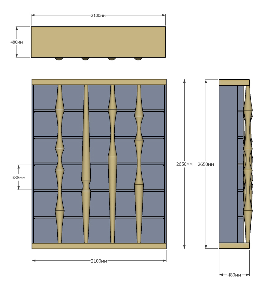 Стеллаж Oak Columns & Blue Стеллаж Oak Columns & Blue в Тюмени
