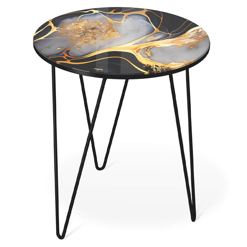 Стол журнальный с круглой столешницей из стекла Gold and Black Marble Черный Золотой Стол журнальный с круглой столешницей из стекла Gold and Black Marble Черный Золотой в Тюмени | Loft Concept