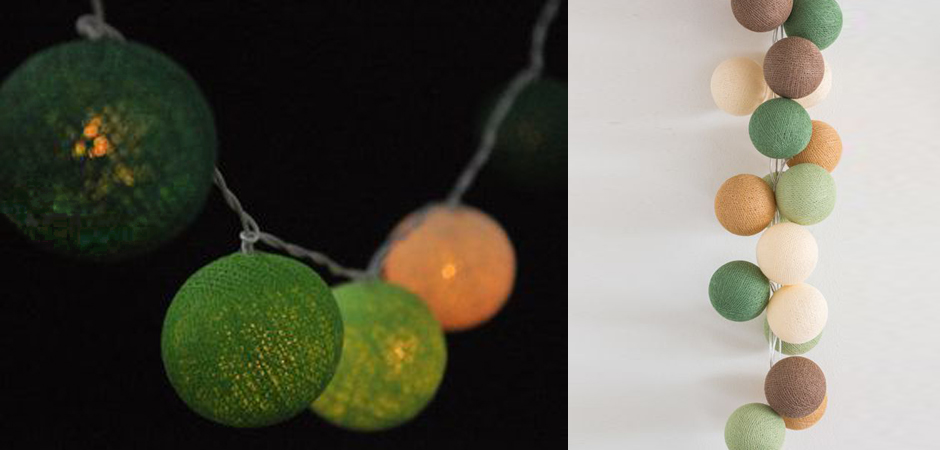 Гирлянда хлопковые фонарики Сotton Ball Forest Green - Loft-Concept в Тюмени