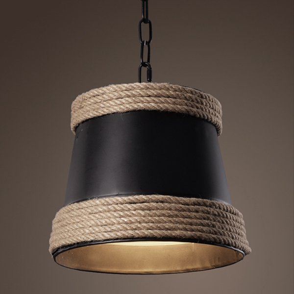 Подвесной светильник Black & Hemp Pendant Lamp Черный Подвесной светильник Black & Hemp Pendant Lamp Черный в Тюмени | Loft Concept