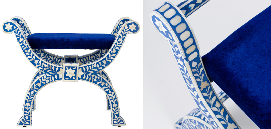 Табурет отделка кость голубой BONE INLAY Jenny Stool Табурет отделка кость голубой BONE INLAY Jenny Stool - Loft-Concept в Тюмени