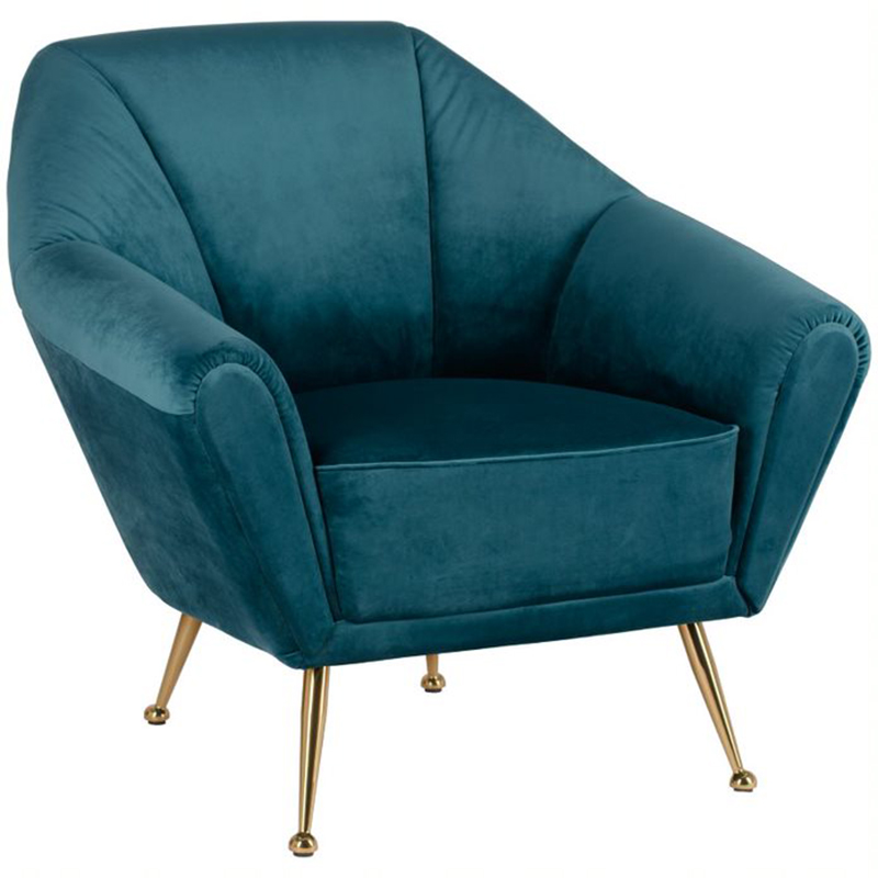 Кресло Brunner Chair blue Золотой Темно-синий Кресло Brunner Chair blue Золотой Темно-синий в Тюмени | Loft Concept