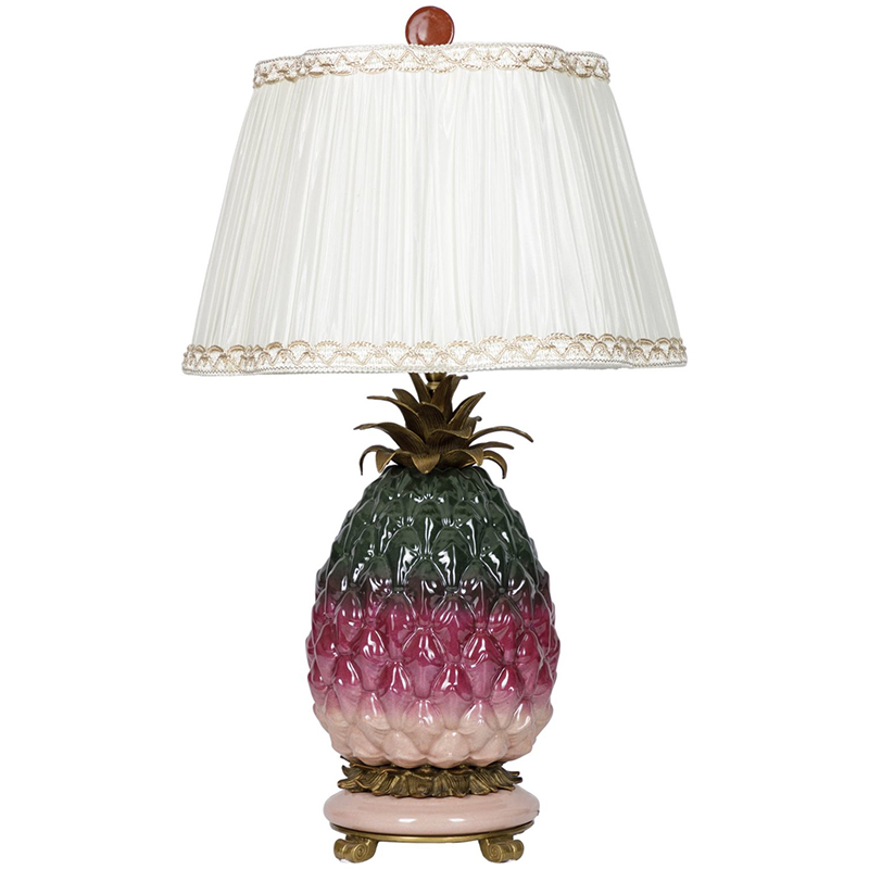 Настольная лампа с абажуром Pineapple Dark Green Purple Table Lamp Белый Бронза Зеленый Розовый Настольная лампа с абажуром Pineapple Dark Green Purple Table Lamp Белый Бронза Зеленый Розовый в Тюмени | Loft Concept