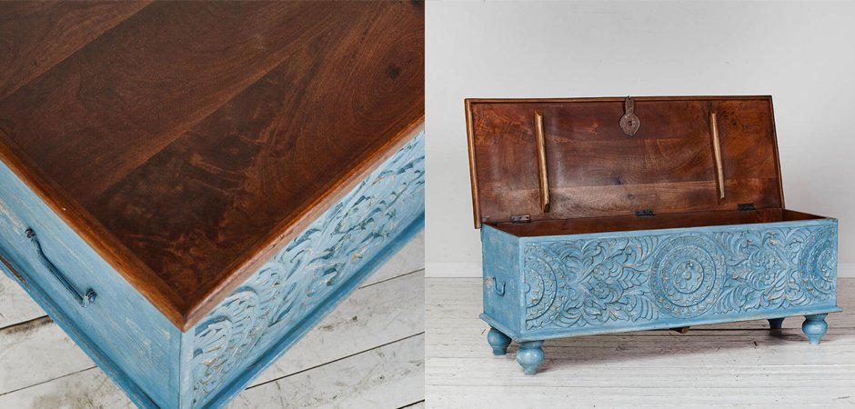 Сундук из массива манго большой Blue Mango Сундук из массива манго большой Blue Mango - Loft-Concept в Тюмени
