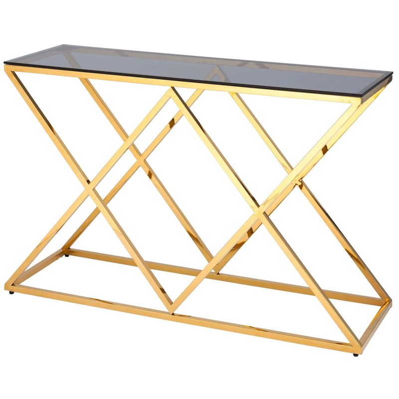 Консоль Geometry Rhombus Gold Золотой Стекло Смок Консоль Geometry Rhombus Gold Золотой Стекло Смок в Тюмени | Loft Concept