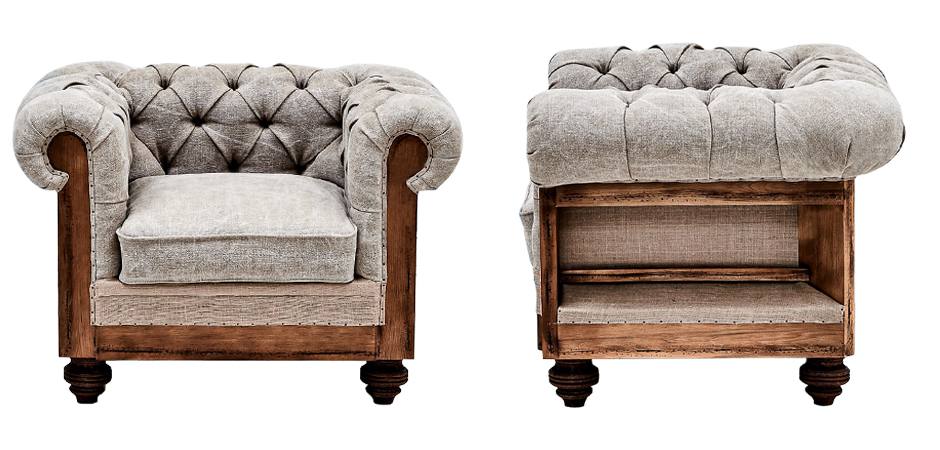 Кресло Deconstructed Chesterfield Armchair Gray Кресло Deconstructed Chesterfield Armchair Gray - Loft-Concept в Тюмени