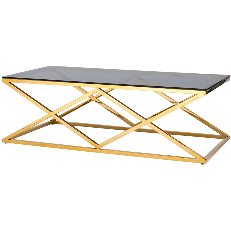 Столик кофейный Geometry Rhombus Gold Золотой Стекло Смок Столик кофейный Geometry Rhombus Gold Золотой Стекло Смок в Тюмени | Loft Concept