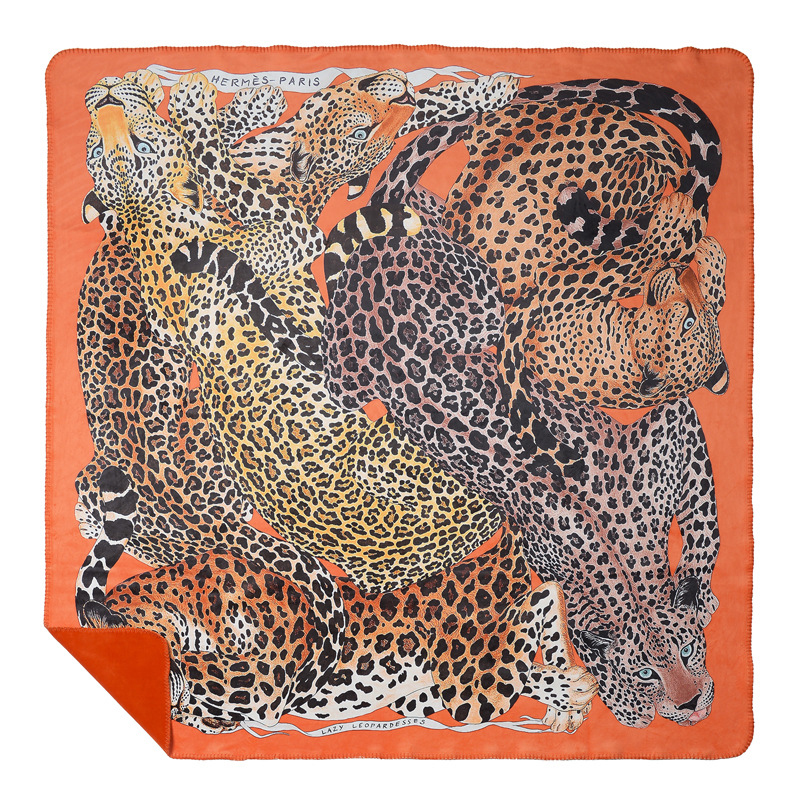 Плед Hermes Leopards Orange Оранжевый Коричневый Плед Hermes Leopards Orange Оранжевый Коричневый в Тюмени | Loft Concept