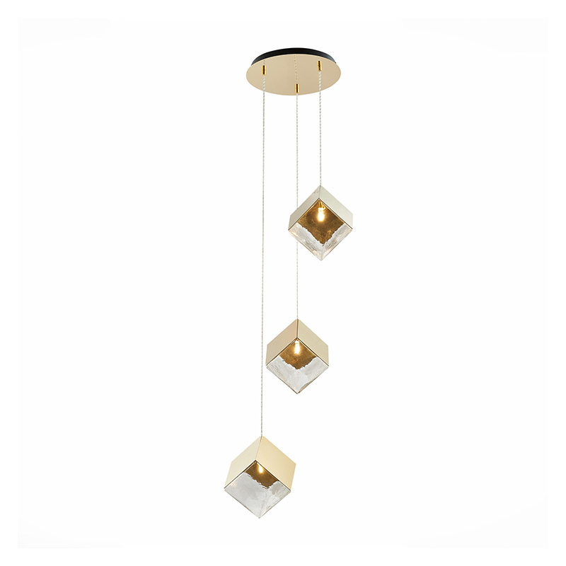 Потолочная люстра Pyrite Chandelier gold cube 3 Золотой Прозрачный Потолочная люстра Pyrite Chandelier gold cube 3 Золотой Прозрачный в Тюмени | Loft Concept
