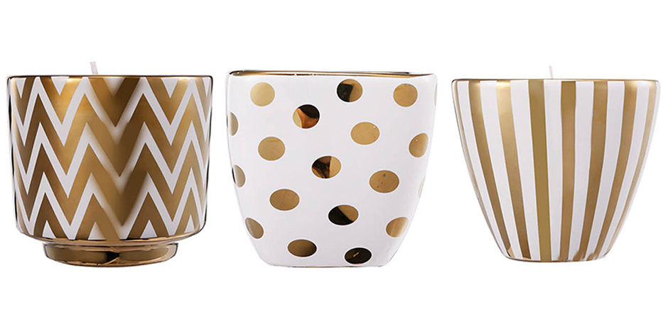 Набор из 3-х подсвечников Gold & White Ornament Набор из 3-х подсвечников Gold & White Ornament - Loft-Concept в Тюмени
