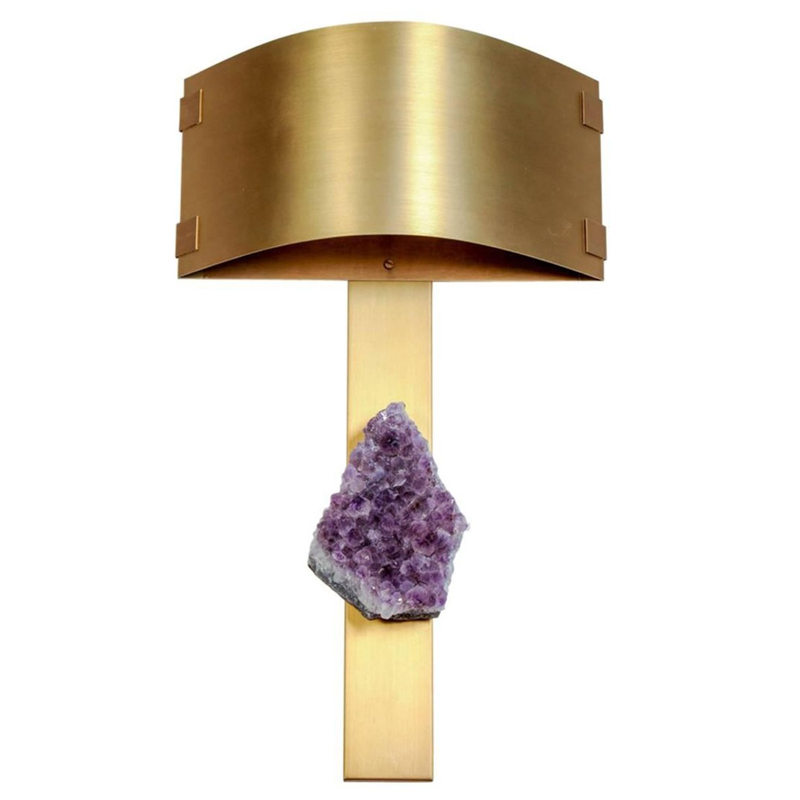 Бра Natural Amethyst and Curved Shades Wall Lamp Латунь Сиреневый Бра Natural Amethyst and Curved Shades Wall Lamp Латунь Сиреневый в Тюмени | Loft Concept