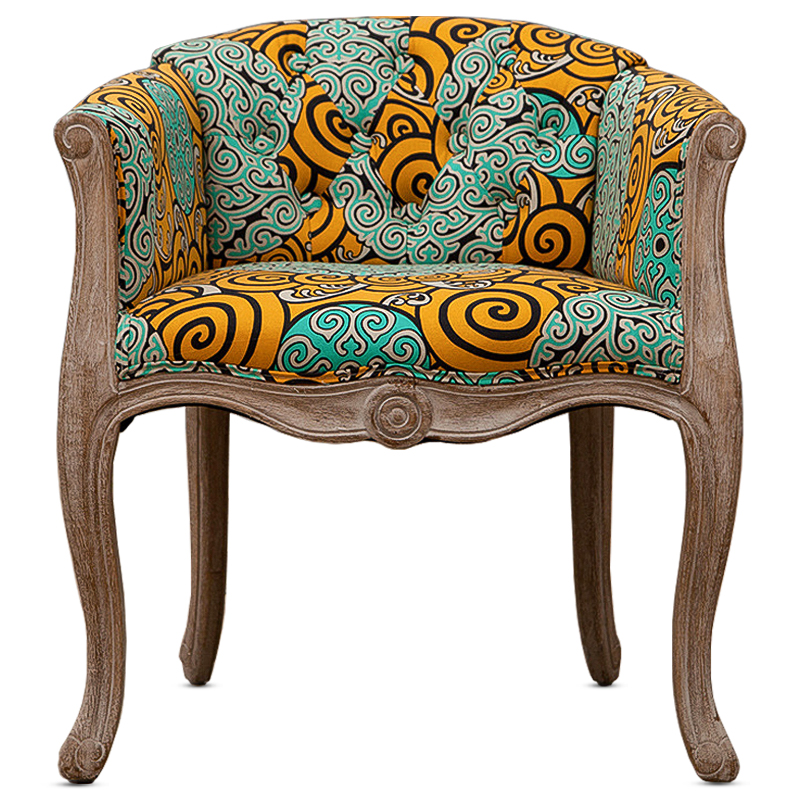 Кресло Yellow and Turquoise Ornament Chair Мульти Бежево-серый Кресло Yellow and Turquoise Ornament Chair Мульти Бежево-серый в Тюмени | Loft Concept