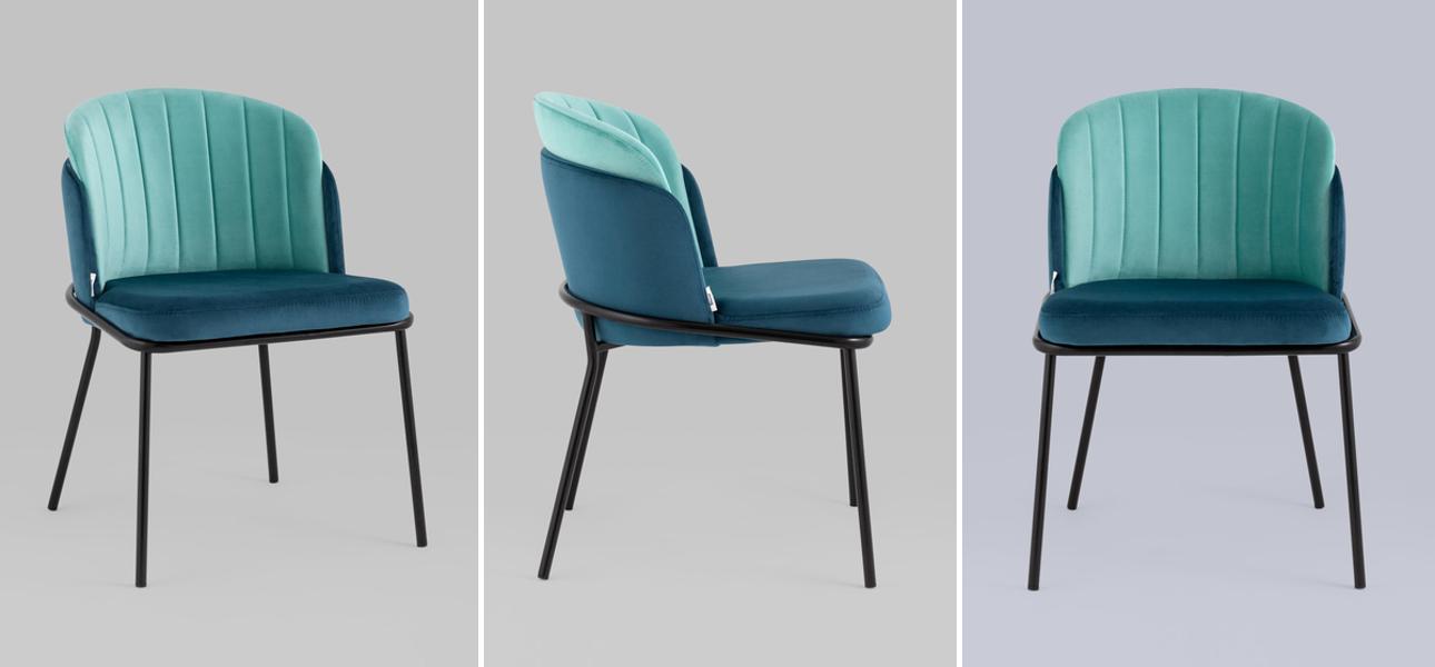 Стул Penelope Chair Бюрюзовый Велюр Металлические Ножки - фото