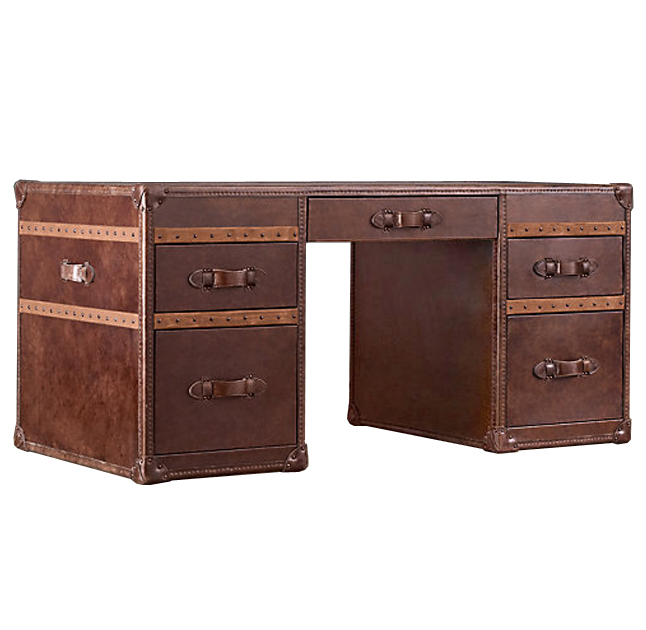 Рабочий Стол Натуральная Кожа RH Mayfair Steamer Trunk Коричневый винтаж Рабочий Стол Натуральная Кожа RH Mayfair Steamer Trunk Коричневый винтаж в Тюмени | Loft Concept