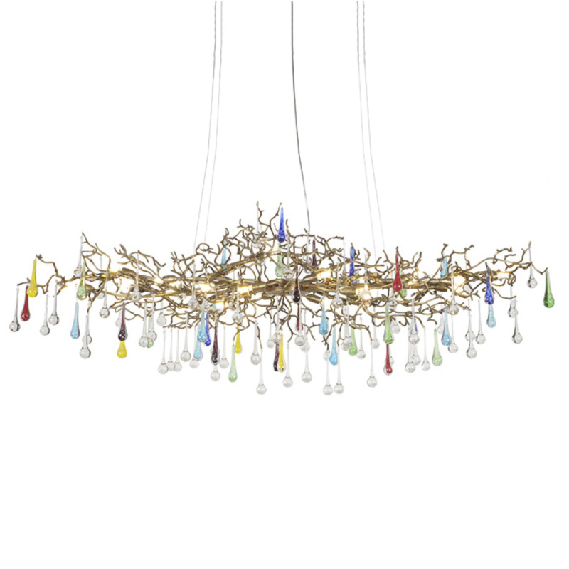 Люстра Waterfall Chandelier Colored Drops Золотой Прозрачный Мульти Люстра Waterfall Chandelier Colored Drops Золотой Прозрачный Мульти в Тюмени | Loft Concept