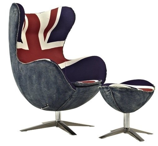 Кресло яйцо Egg Union Jack Denim Кресло яйцо Egg Union Jack Denim в Тюмени | Loft Concept