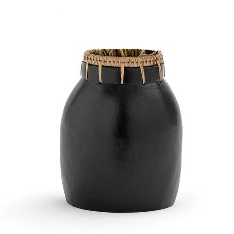 Ваза Ceramic Vase & Rattan D17 Черный Ваза Ceramic Vase & Rattan D17 Черный в Тюмени | Loft Concept