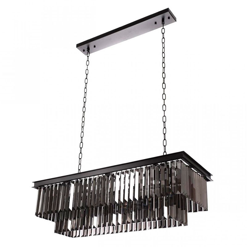Прямоугольная Люстра RH 1920s Odeon Black iron Серое Стекло Длина 80 см Черный Серый Прямоугольная Люстра RH 1920s Odeon Black iron Серое Стекло Длина 80 см Черный Серый в Тюмени | Loft Concept