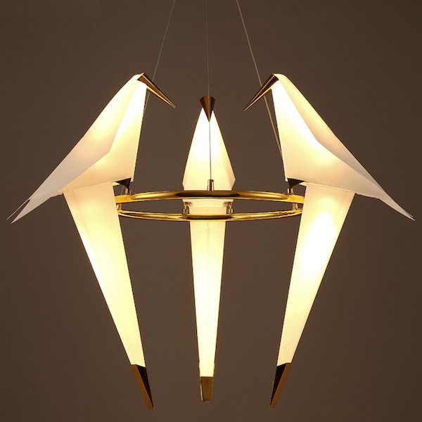 Люстра Origami Bird Chandelier 3 Бежево-серый Золотой Люстра Origami Bird Chandelier 3 Бежево-серый Золотой в Тюмени | Loft Concept