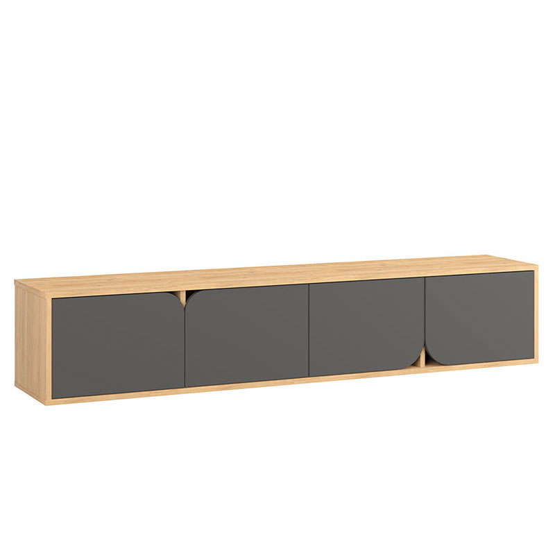 ТВ-тумба подвесная цвета древесины с 4-мя темно-серыми дверцами SPARK TV STAND OAK ANTHRACITE Серый Древесина в Тюмени | Loft Concept 