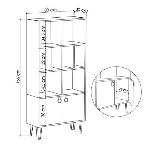 Стеллаж прямой цвета древесины с полками и 2-мя белыми дверцами BENE BOOKCASE OAK Стеллаж прямой цвета древесины с полками и 2-мя белыми дверцами BENE BOOKCASE OAK в Тюмени