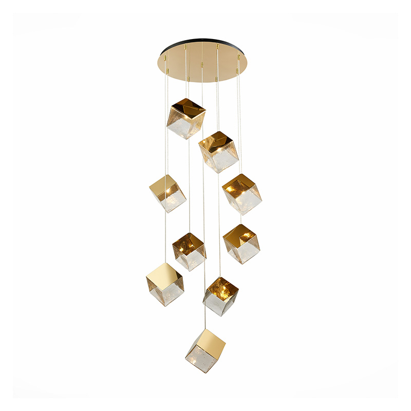 Потолочная люстра Pyrite Chandelier gold cube 9 Золотой Прозрачный Потолочная люстра Pyrite Chandelier gold cube 9 Золотой Прозрачный в Тюмени | Loft Concept