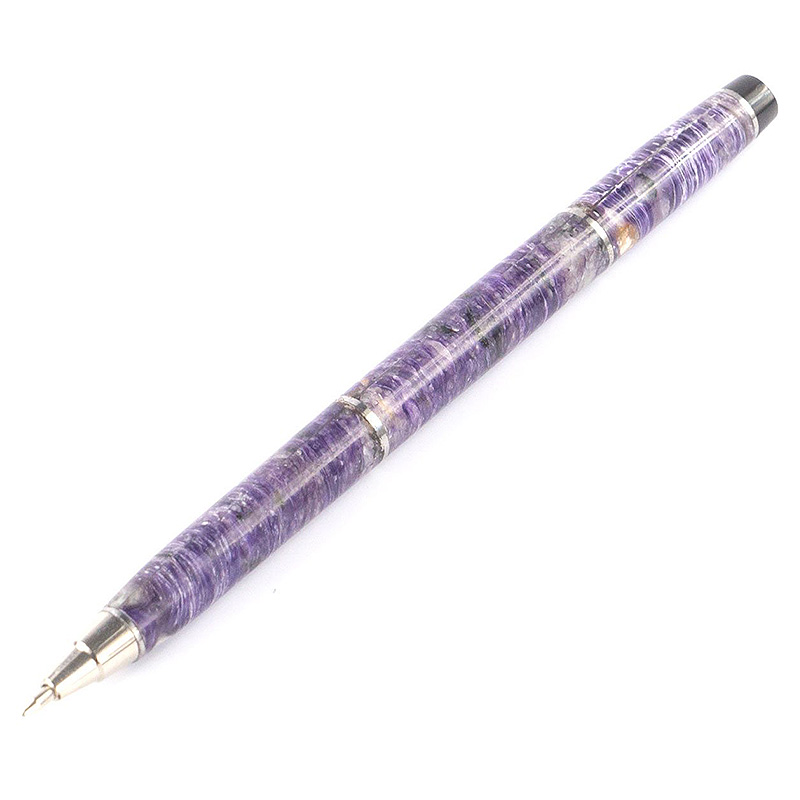 Ручка шариковая из натурального камня Чароит Stone Pens Фиолетовый Серебряный Ручка шариковая из натурального камня Чароит Stone Pens Фиолетовый Серебряный в Тюмени | Loft Concept