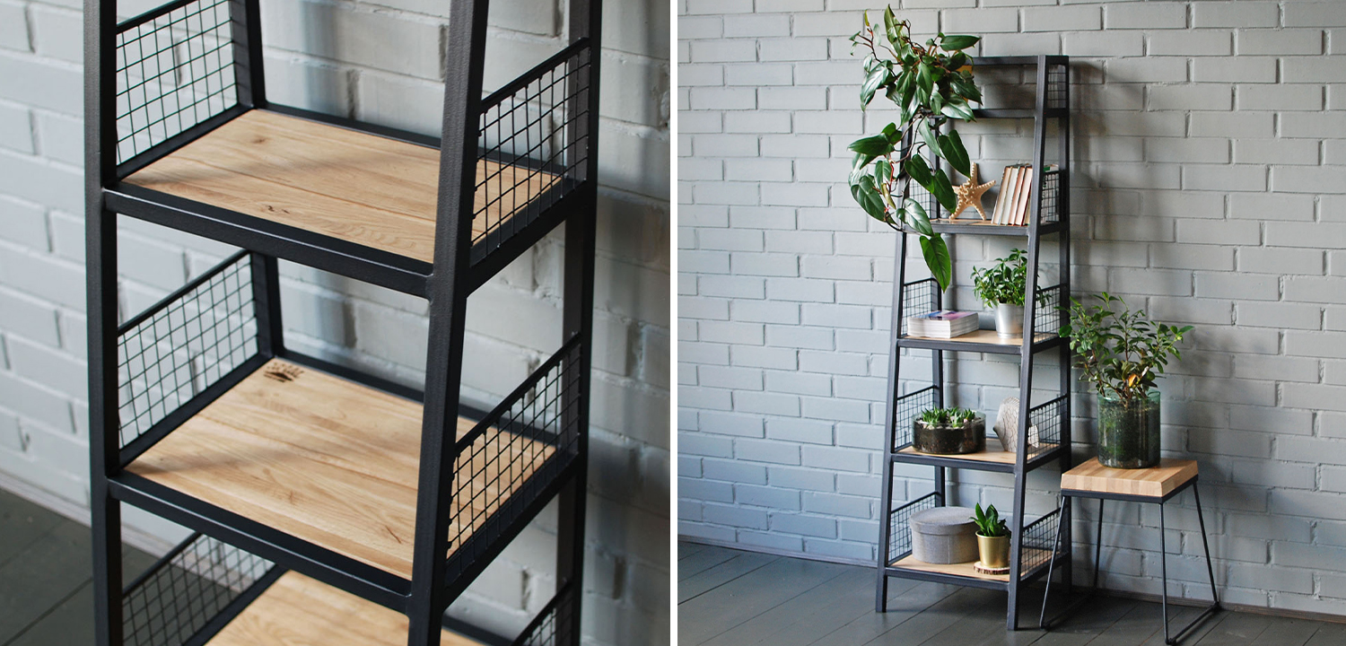 Стеллаж Kiyan Black Industrial Metal Rust Rack - фото