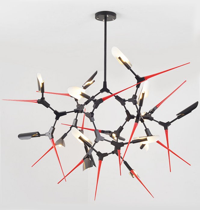 Люстра Red Spikes Chandelier 16 Черный Красный Люстра Red Spikes Chandelier 16 Черный Красный в Тюмени | Loft Concept